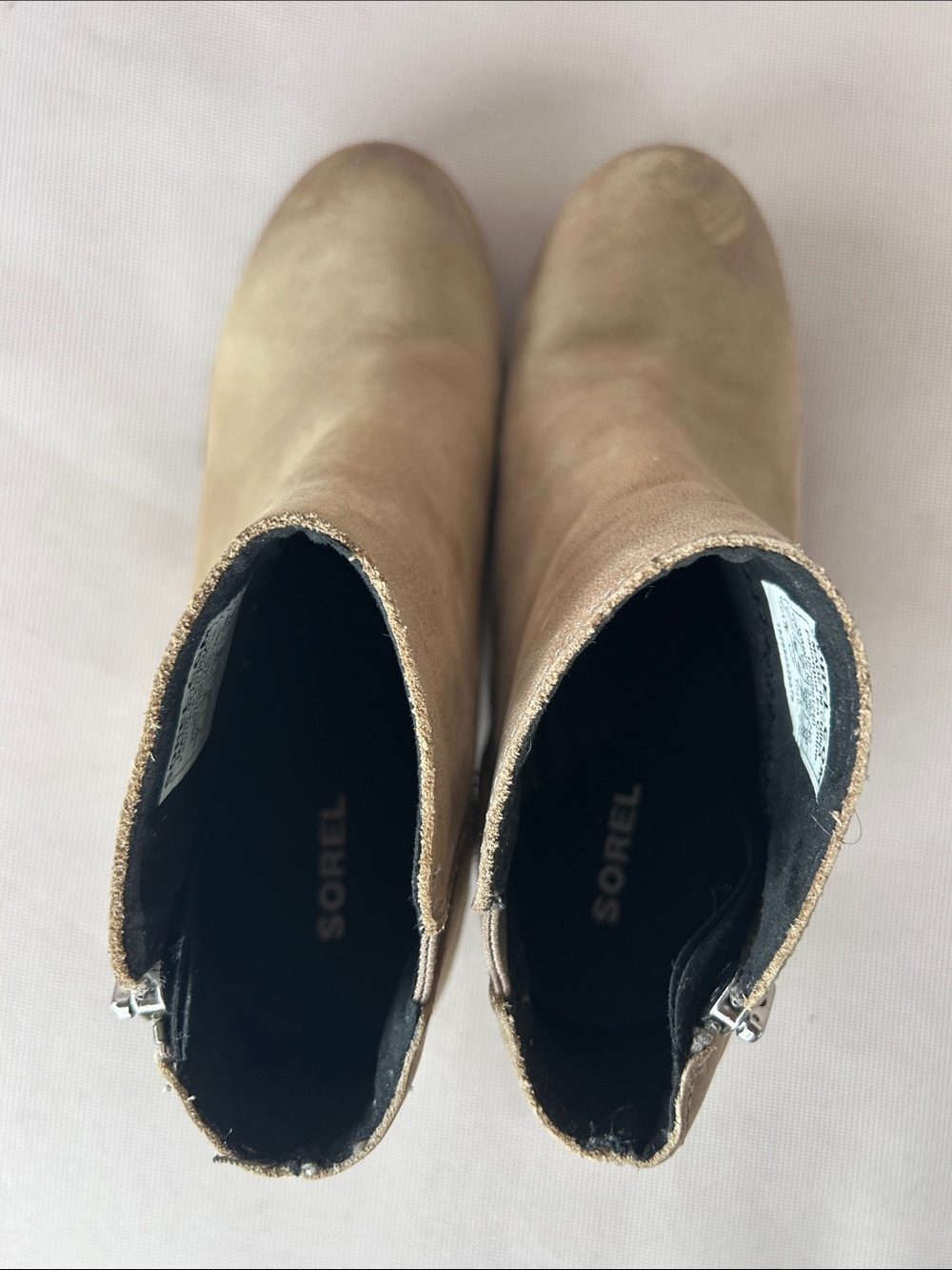 Sorel Taupe Suede Wedge Ankle Booties with Side Zip - Picture 3 of 7